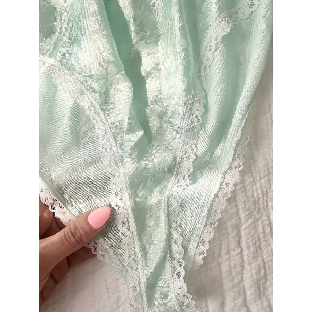 Vintage Elissa Size Medium High Leg Mint Teal Lace Lingerie Set - Picture 2 of 10